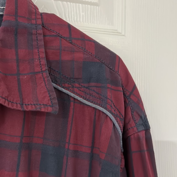 Buckle Black Men’s Athletic Fit Stretch Plaid Button Down Shirt Embroidered XXL - Picture 7 of 13